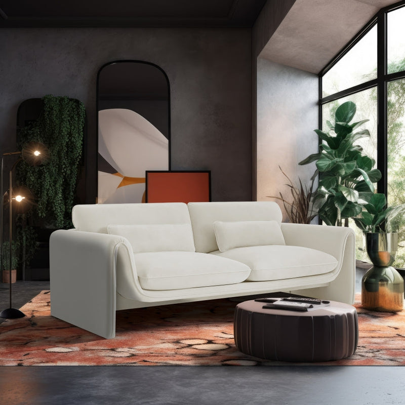 Sloan 86" Velvet Upholstered Sofa in Cream - 199Cream-S