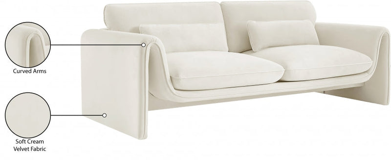 Sloan 86" Velvet Upholstered Sofa in Cream - 199Cream-S