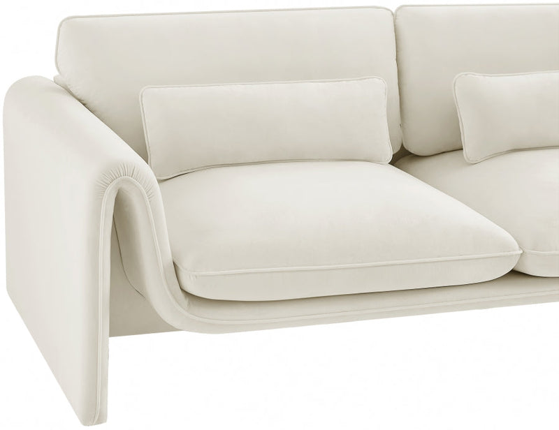 Sloan 86" Velvet Upholstered Sofa in Cream - 199Cream-S