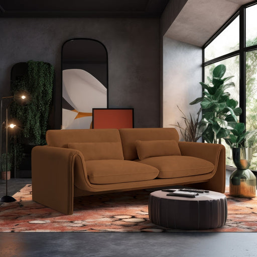 Sloan 86" Velvet Upholstered Sofa in Saddle - 199Saddle-S