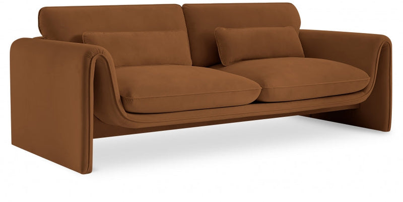 Sloan 86" Velvet Upholstered Sofa in Saddle - 199Saddle-S