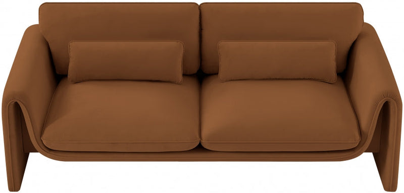 Sloan 86" Velvet Upholstered Sofa in Saddle - 199Saddle-S