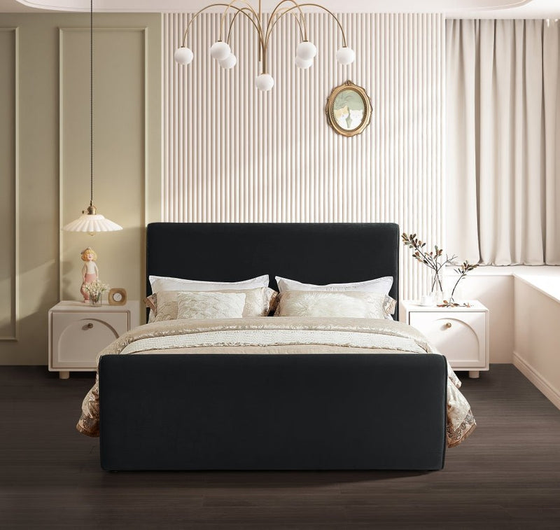 Sloan Velvet King Bed (3 Boxes) Black - Gate FurnitureKing Bed
