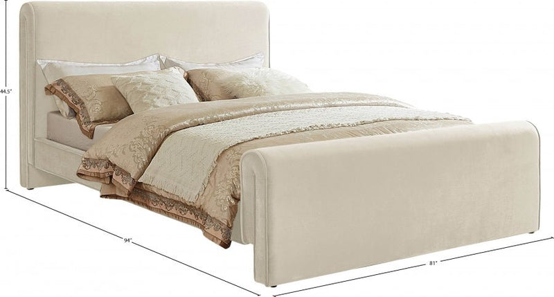 Sloan Velvet King Bed (3 Boxes) Cream - Gate FurnitureKing Bed