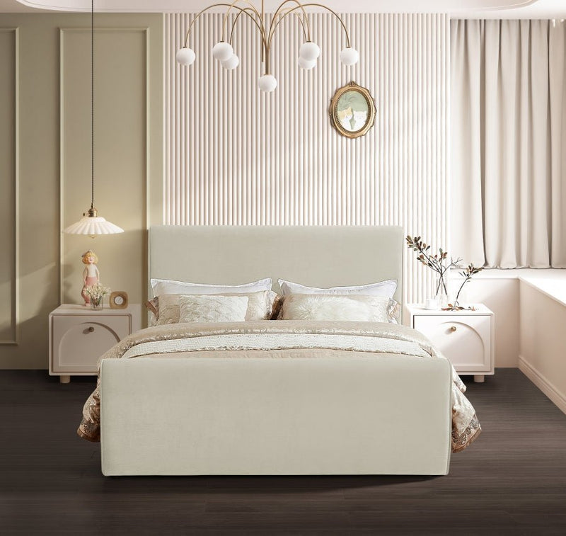 Sloan Velvet King Bed (3 Boxes) Cream - Gate FurnitureKing Bed