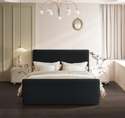 Sloan Velvet Queen Bed (3 Boxes) Black - Gate FurnitureQueen Bed