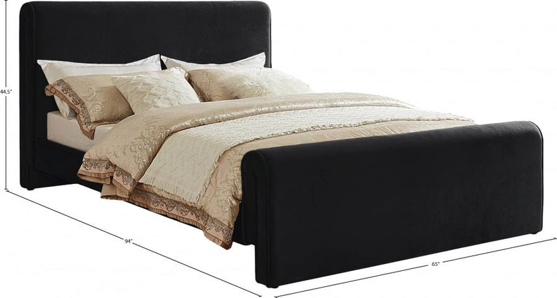 Sloan Velvet Queen Bed (3 Boxes) Black - Gate FurnitureQueen Bed