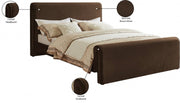 Sloan Velvet Queen Bed (3 Boxes) Brown - Gate FurnitureQueen Bed