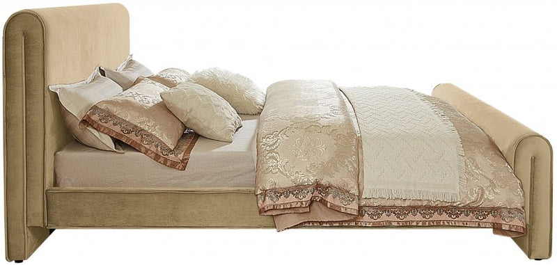 Sloan Velvet Queen Bed (3 Boxes) Camel - Gate FurnitureQueen Bed