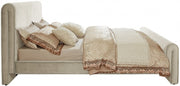 Sloan Velvet Queen Bed (3 Boxes) Cream - Gate FurnitureQueen Bed