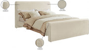 Sloan Velvet Queen Bed (3 Boxes) Cream - Gate FurnitureQueen Bed