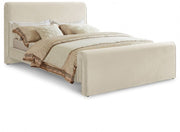Sloan Velvet Queen Bed (3 Boxes) Cream - Gate FurnitureQueen Bed