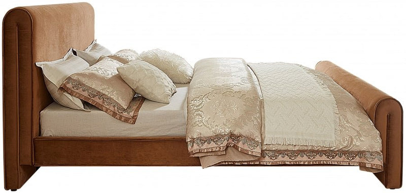 Sloan Velvet Queen Bed (3 Boxes) Saddle - Gate FurnitureQueen Bed