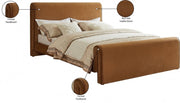 Sloan Velvet Queen Bed (3 Boxes) Saddle - Gate FurnitureQueen Bed