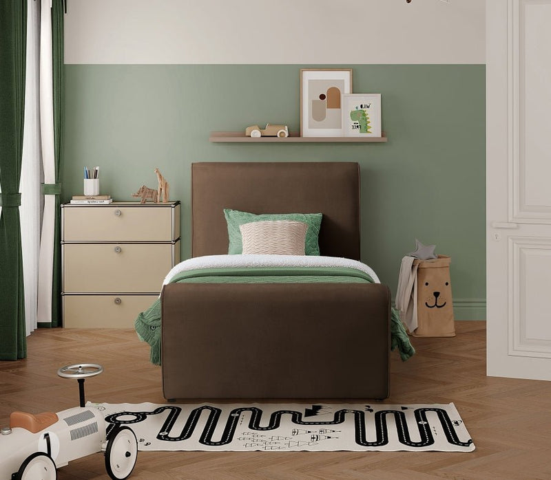 Sloan Velvet Twin Bed (3 Boxes) Brown - Gate FurnitureTwin Bed