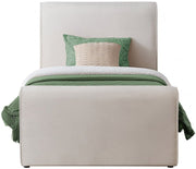 Sloan Velvet Twin Bed (3 Boxes) Cream - Gate FurnitureTwin Bed