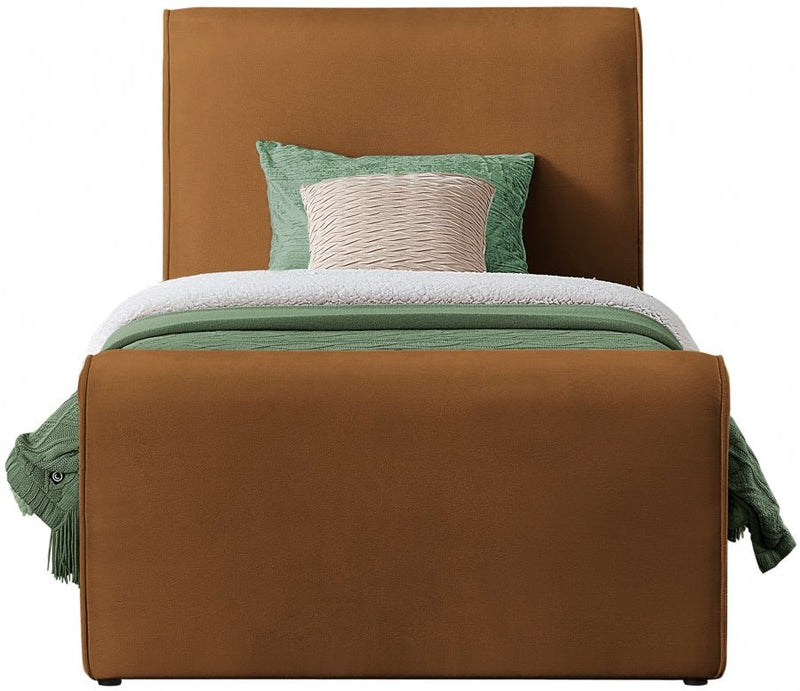 Sloan Velvet Twin Bed (3 Boxes) Saddle - Gate FurnitureTwin Bed