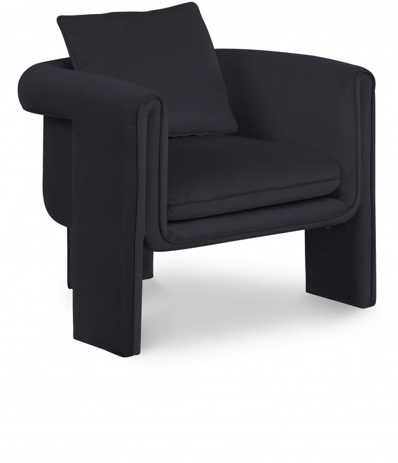 Sloan Velvet Upholstered Accent Chair in Black - 424Black