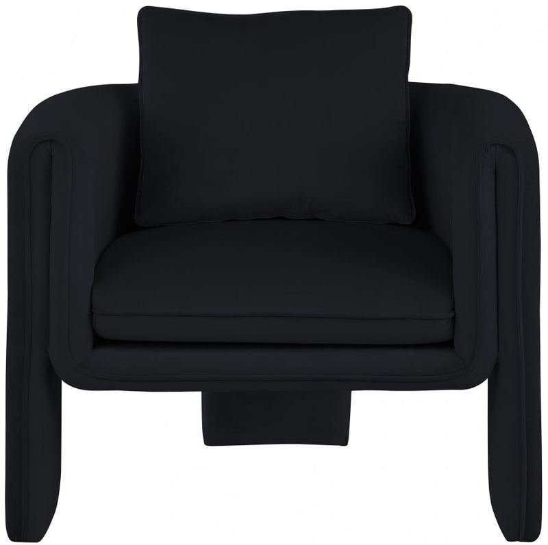 Sloan Velvet Upholstered Accent Chair in Black - 424Black
