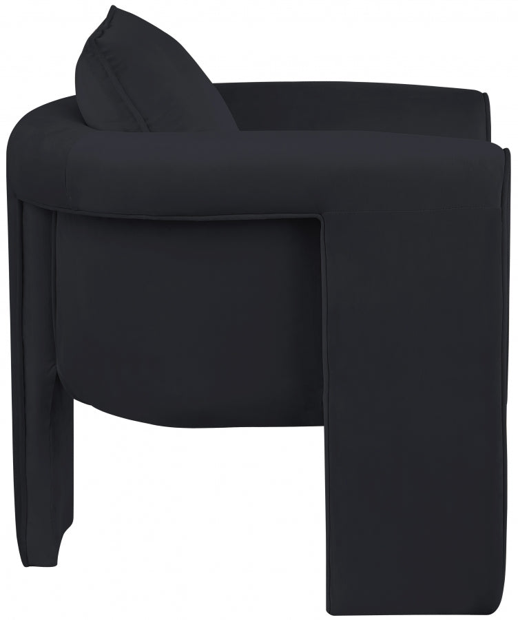 Sloan Velvet Upholstered Accent Chair in Black - 424Black