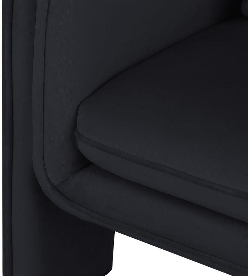 Sloan Velvet Upholstered Accent Chair in Black - 424Black