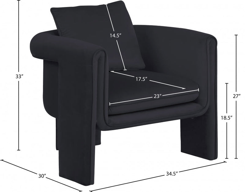 Sloan Velvet Upholstered Accent Chair in Black - 424Black