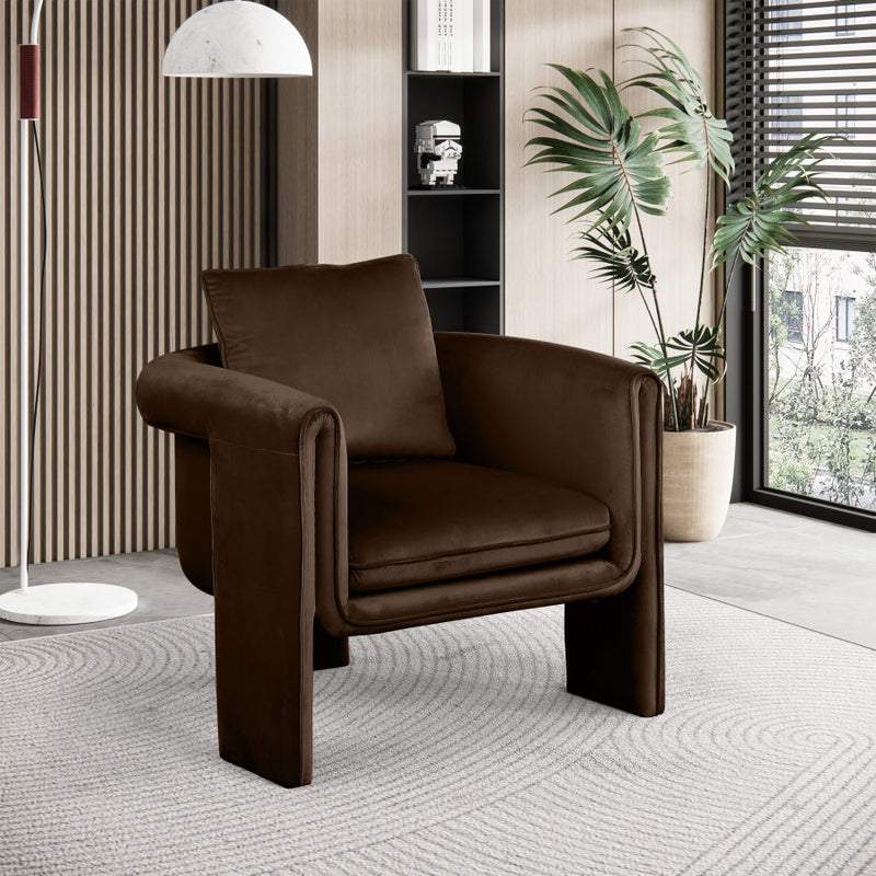 Sloan Velvet Upholstered Accent Chair in Brown - 424Brown