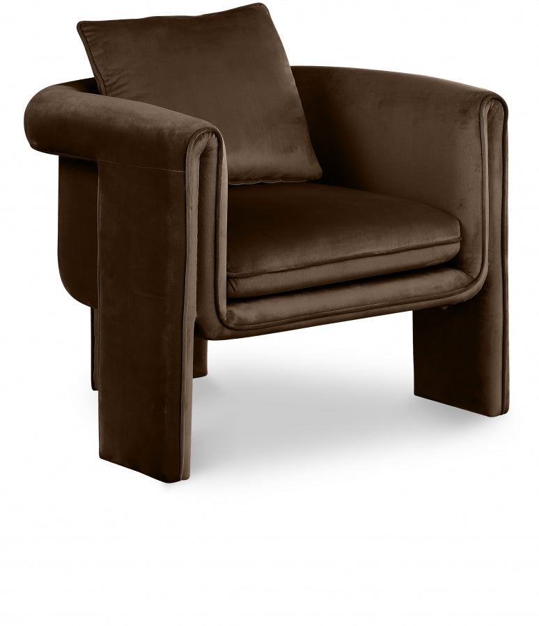 Sloan Velvet Upholstered Accent Chair in Brown - 424Brown