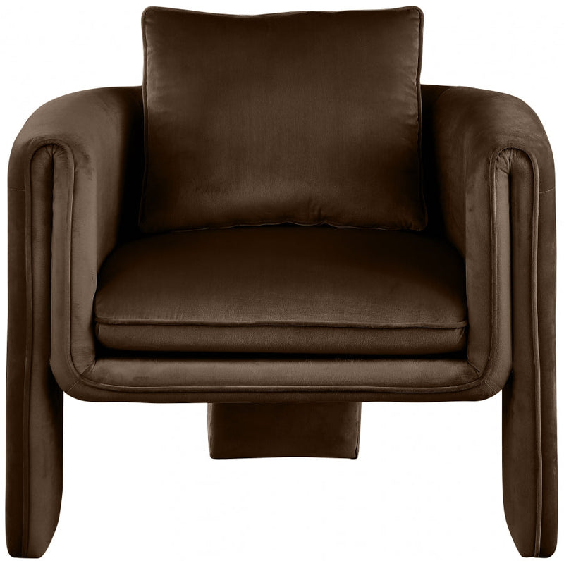 Sloan Velvet Upholstered Accent Chair in Brown - 424Brown