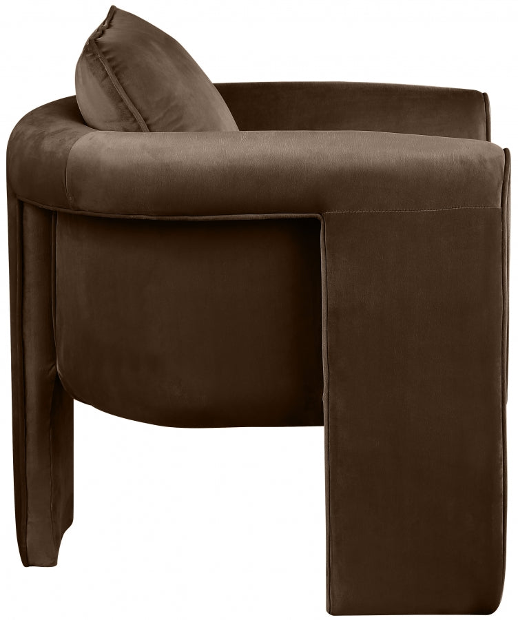 Sloan Velvet Upholstered Accent Chair in Brown - 424Brown