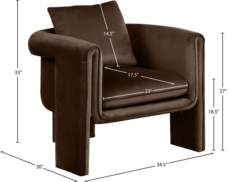 Sloan Velvet Upholstered Accent Chair in Brown - 424Brown