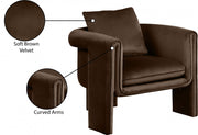 Sloan Velvet Upholstered Accent Chair in Brown - 424Brown