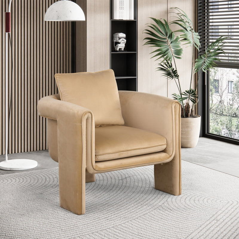Sloan Velvet Upholstered Accent Chair in Camel - 424Camel