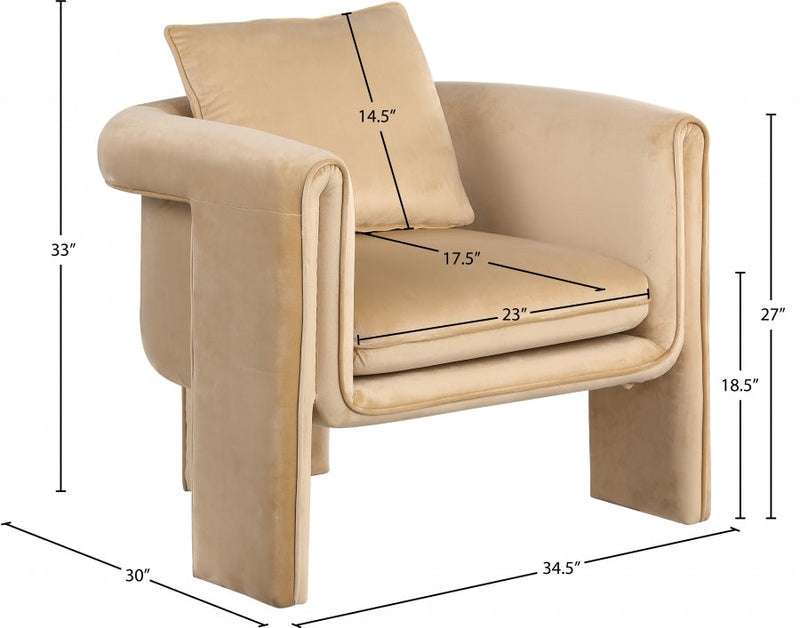 Sloan Velvet Upholstered Accent Chair in Camel - 424Camel