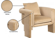 Sloan Velvet Upholstered Accent Chair in Camel - 424Camel