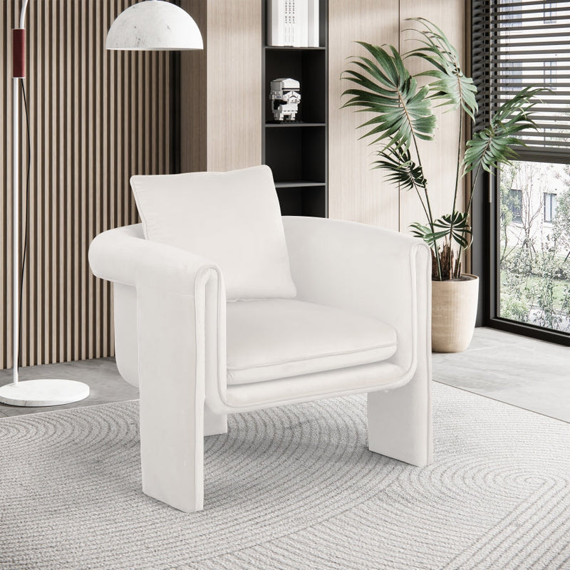 Sloan Velvet Upholstered Accent Chair in Cream - 424Cream