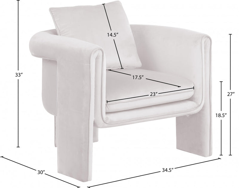 Sloan Velvet Upholstered Accent Chair in Cream - 424Cream