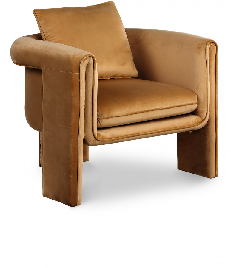 Sloan Velvet Upholstered Accent Chair in Saddle - 424Saddle