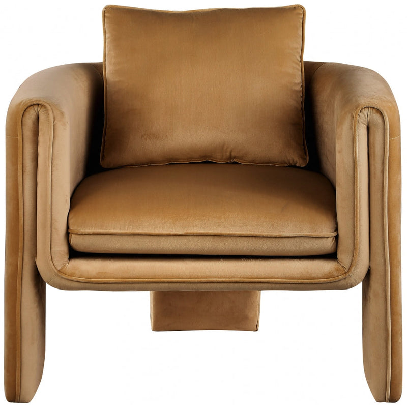 Sloan Velvet Upholstered Accent Chair in Saddle - 424Saddle