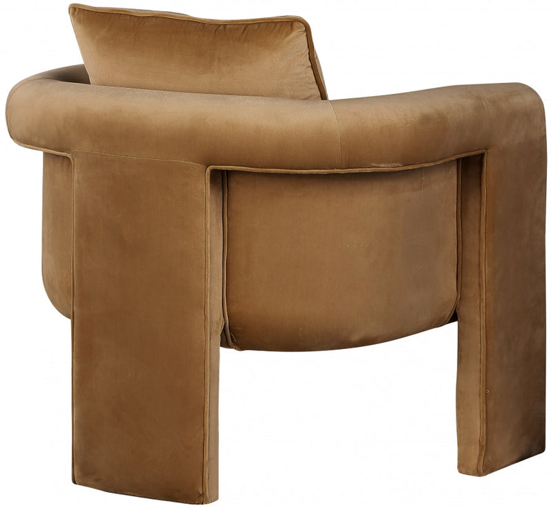 Sloan Velvet Upholstered Accent Chair in Saddle - 424Saddle