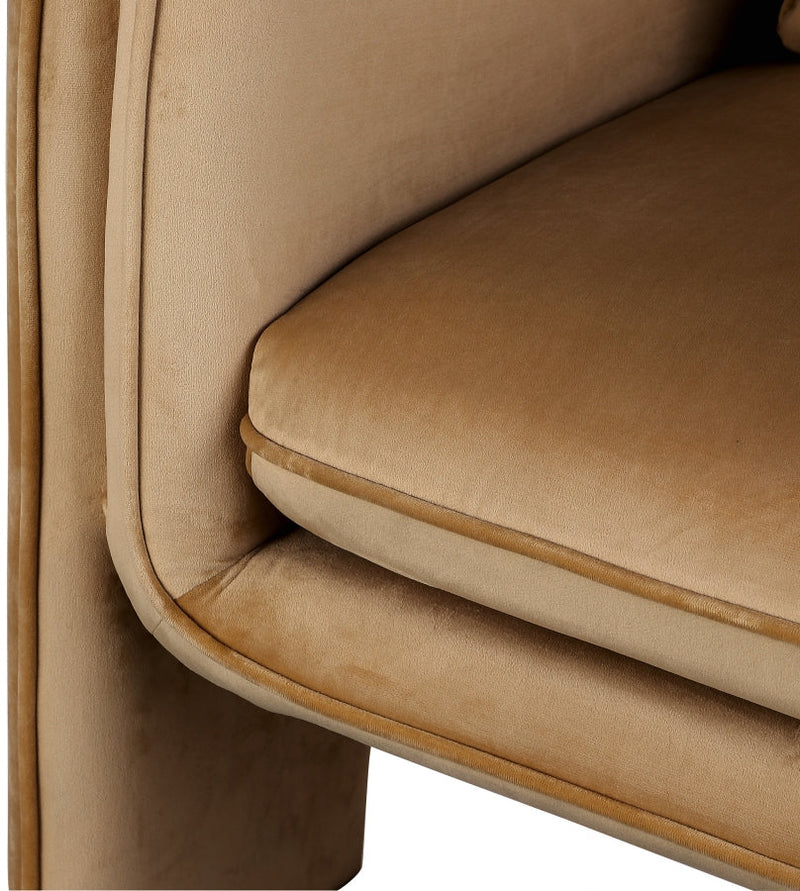 Sloan Velvet Upholstered Accent Chair in Saddle - 424Saddle
