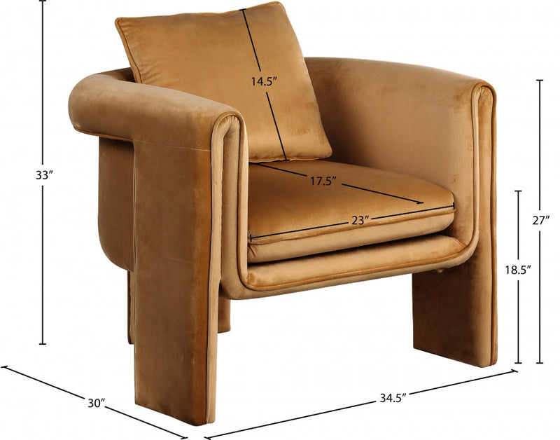 Sloan Velvet Upholstered Accent Chair in Saddle - 424Saddle