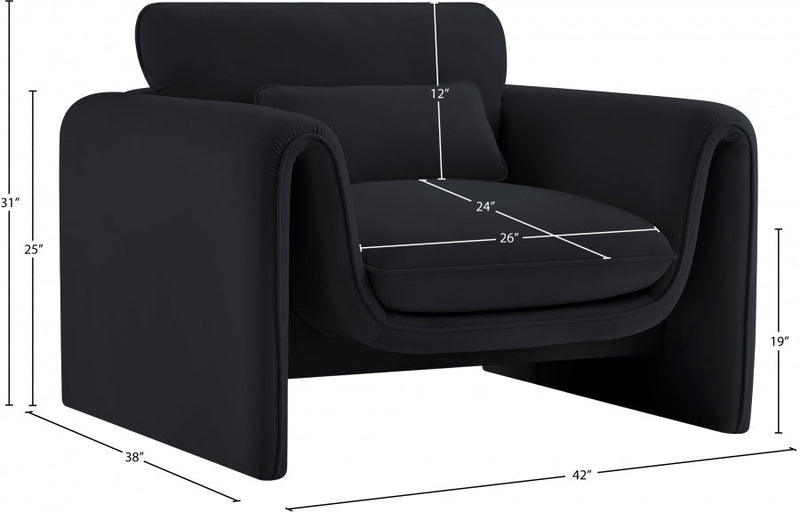 Sloan Velvet Upholstered Chair in Black - 199Black-C
