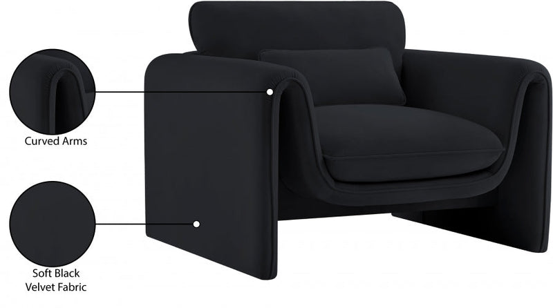 Sloan Velvet Upholstered Chair in Black - 199Black-C
