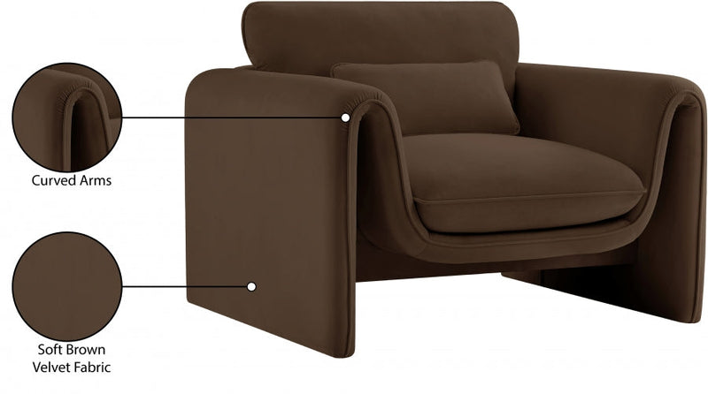 Sloan Velvet Upholstered Chair in Brown - 199Brown-C