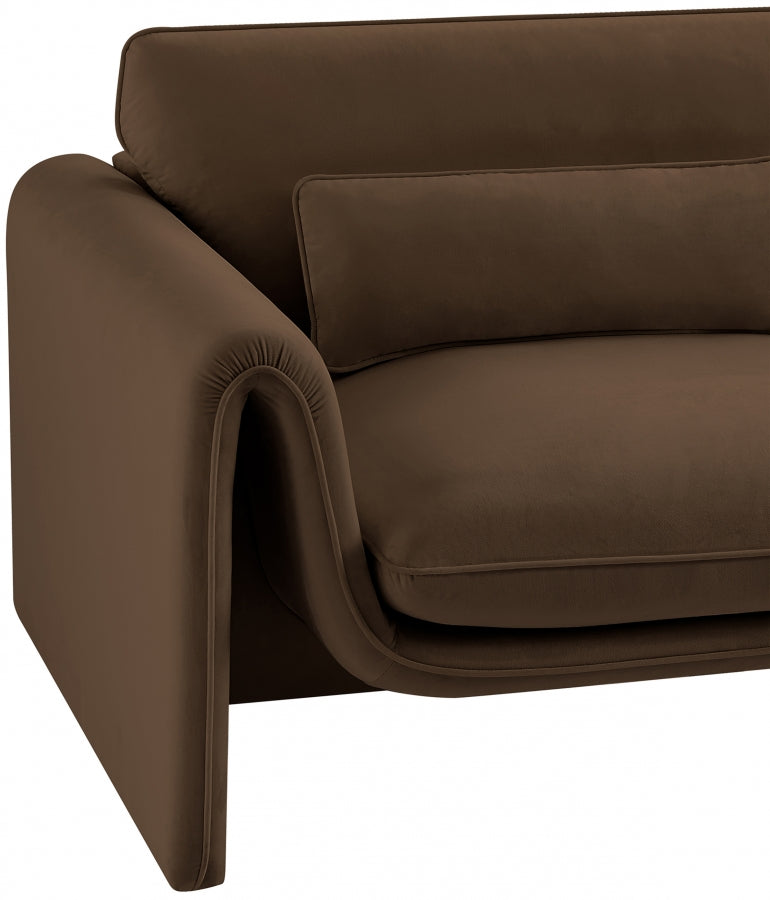 Sloan Velvet Upholstered Chair in Brown - 199Brown-C