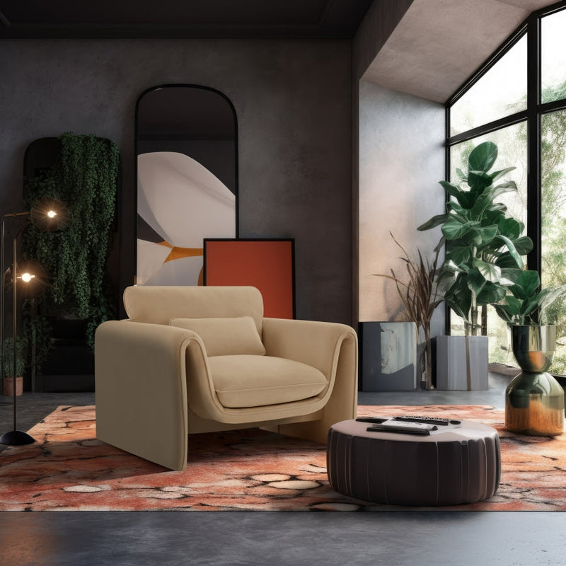 Sloan Velvet Upholstered Chair in Camel - 199Camel-C
