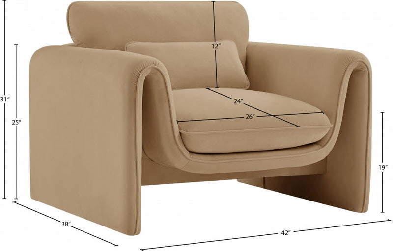 Sloan Velvet Upholstered Chair in Camel - 199Camel-C