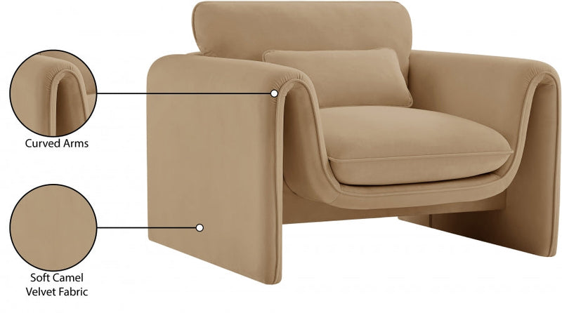 Sloan Velvet Upholstered Chair in Camel - 199Camel-C