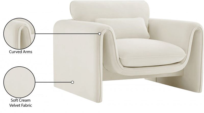 Sloan Velvet Upholstered Chair in Cream - 199Cream-C